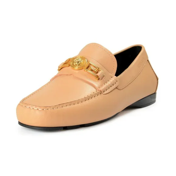 Versace | Shoes | Versace Mens Beige 0 Leather Gold Medusa Car Shoes  Loafers Shoes Us 10 It 43 | Poshmark